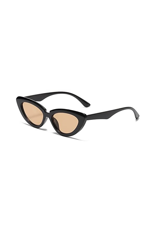 YAMEIZE Lunettes de Soleil Femme Oeil de Chat-Protection UV400 Vintage Rétro Faire la Fête Lunettes Noir Marron