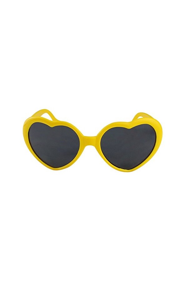 Forme De Coeur Amour Eté Mode Rétro Classique Lunettes De Soleil Lolita Jaune 