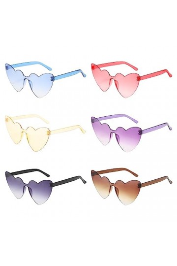 Lot Lunettes de Soleil Drole Lunette Coeur Couleur Bonbon Transparent Lunettes De Fête Sans Monture,Multicolores Lunette Soir