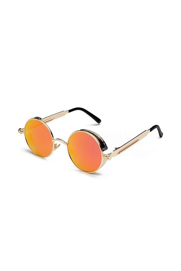 acsefire Lunettes de soleil rondes rétro non polarisées pour hommes et femmes Lunettes de soleil Steampunk avec protection UV