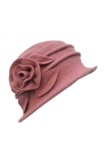 Avilego Bonnet cloche en laine pour femme avec fleur - rose - Taille unique