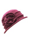 Avilego Bonnet cloche en laine pour femme avec fleur - rose - Taille unique