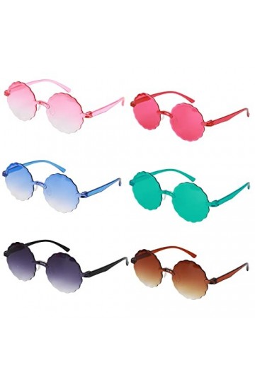 6 Paires lunettes de soleil rondes pour fête rétro - Lunettes de soleil sans bords intéressantes - Lunettes de soleil - Lunet