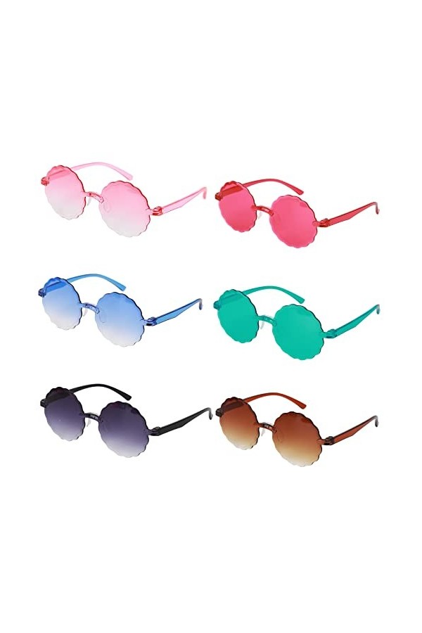 6 Paires lunettes de soleil rondes pour fête rétro - Lunettes de soleil sans bords intéressantes - Lunettes de soleil - Lunet