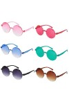6 Paires lunettes de soleil rondes pour fête rétro - Lunettes de soleil sans bords intéressantes - Lunettes de soleil - Lunet