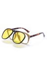 Fliegend Unisexe UV400 Rétro Vintage lunettes de Soleil Homme Femme Flip Cover Lunettes de Soleil Polarisées Miroir Lentille 