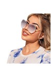 hahuha Fit over Femmes Femmes Lunettes de Soleil Personnalité Grand Cadre Lunettes de Soleil Mode Lunettes de Soleil Bouton L