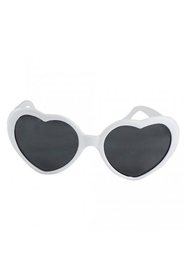 Forme De Coeur Amour Eté Mode Rétro Classique Lunettes De Soleil Lolita Blanc 