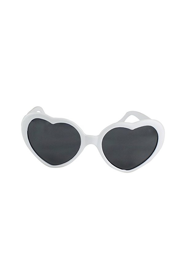 Forme De Coeur Amour Eté Mode Rétro Classique Lunettes De Soleil Lolita Blanc 