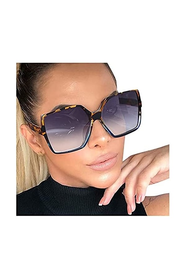 Youning Lunettes de soleil polarisées pour homme et femme - Vintage rétro - Grandes lunettes de soleil carrées transparentes 