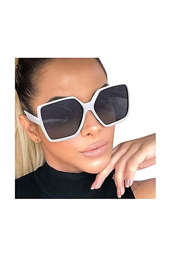 Youning Lunettes de soleil polarisées pour homme et femme - Vintage rétro - Grandes lunettes de soleil carrées transparentes 