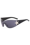 aaSccex Mode Hommes Femmes Star Wrap Around Lunettes de soleil Cyclisme Lunettes de soleil futuristes sans monture Chaîne De 
