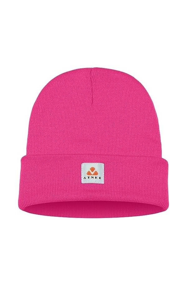 ATNKE Tricot Bonnet Chapeaux Extensible Doux Chaud Quotidien Hiver Menotté Casquette Crâne Cadeaux pour Hommes et Femmes/Rose