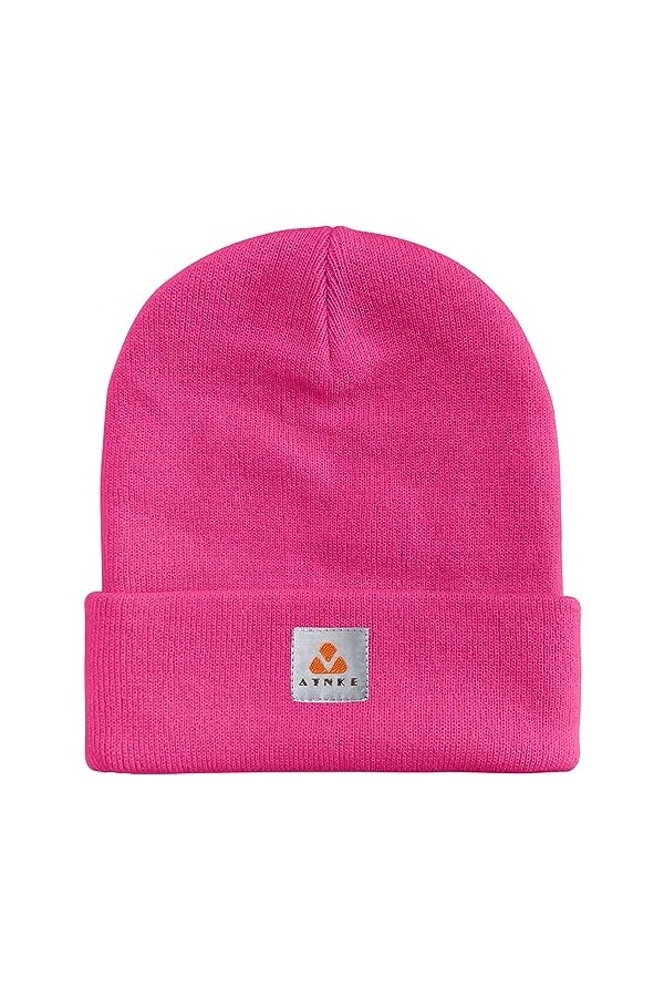 ATNKE Tricot Bonnet Chapeaux Extensible Doux Chaud Quotidien Hiver Menotté Casquette Crâne Cadeaux pour Hommes et Femmes/Rose