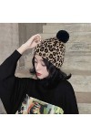 XYIYI Guépard Bonnet Tricot Leopard Hiver Chapeau Beanie avec Pompon pour Femme