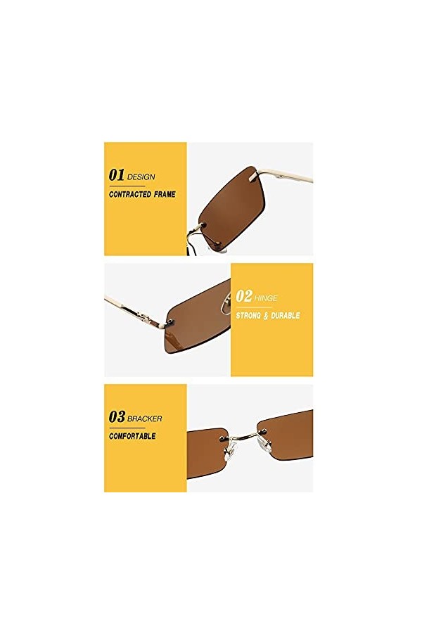 TRULOVE Mode Rectangle Lunettes de Soleil Monture Femmes Unisexe Lunettes Lunettes Streetwear Accessoires Poudre Violette