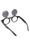 chengong de Fin dannée Lunettes de Soleil Anti-UV Blackout Flip, Lunettes de Soleil à Rabat de Style Punk pour Femme Bright 