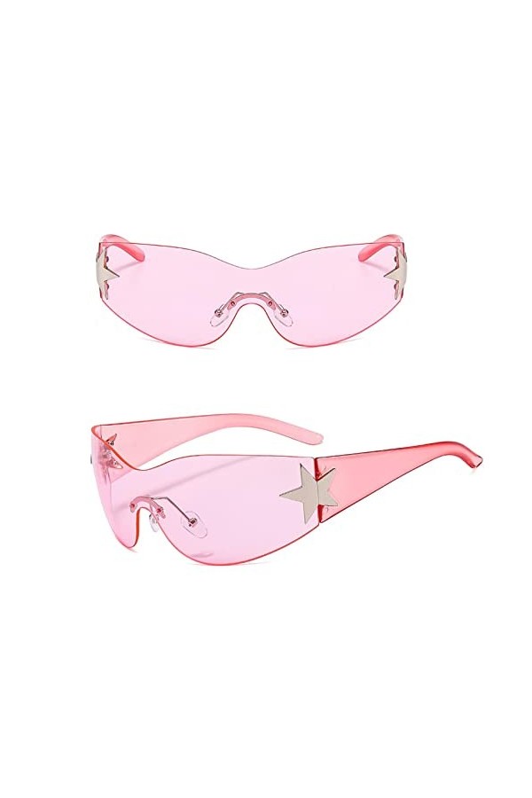 Anloximt 2Pack soleil femmes Y2Kk soleil sans monture soleil enveloppantes soleil yeux chat soleil femmes pour le voyage et l