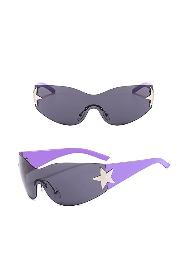 Anloximt 2Pack soleil femmes Y2Kk soleil sans monture soleil enveloppantes soleil yeux chat soleil femmes pour le voyage et l