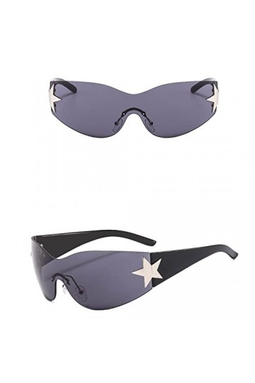 aaSccex Mode Hommes Femmes Star Wrap Around Lunettes de soleil Cyclisme Lunettes de soleil futuristes sans monture Chaîne De 