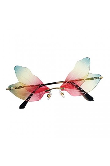 Somerway Femmes Libellule Wing Lunettes De Soleil Mignon Libellule Wing Lunettes De Soleil De Mode Sans Cadre Pour La Fête C7