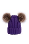 Laus Bonnet de Ski Chaud Hiver Femme, Bonnets en Tricot avec Amovible Deux Pompons en Fausse Fourrure Beige