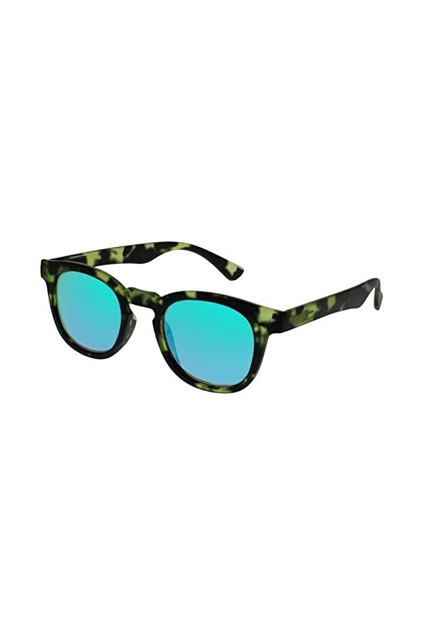 OPULIZE Bay Pack 2 En Miroir Épais Rond Hommes Femmes Écaille De Tortue Vert Mat Lecteurs Soleil Lunettes De Lecture SS97-6 +