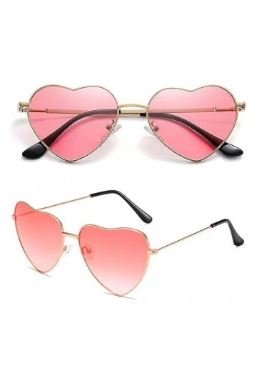 JPESYGFDK Lot de 2 lunettes de soleil en forme de cœur, monture en métal rétro en forme de cœur, pour fête, années 80, 90, hi