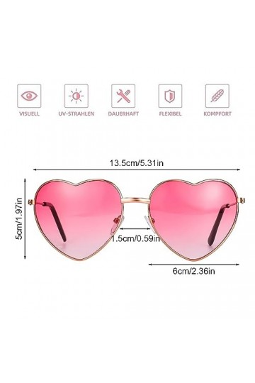 JPESYGFDK Lot de 2 lunettes de soleil en forme de cœur, monture en métal rétro en forme de cœur, pour fête, années 80, 90, hi