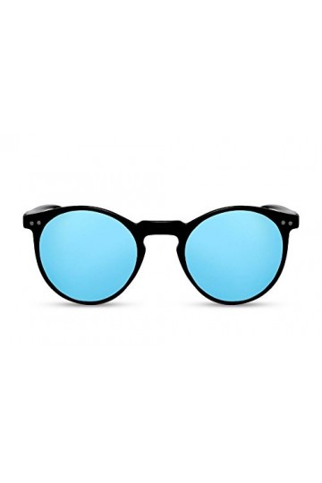 Cheapass Lunettes de Soleil Rondes Noires Bleues UV400 Vintage Rétro Femmes Hommes