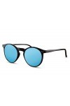 Cheapass Lunettes de Soleil Rondes Noires Bleues UV400 Vintage Rétro Femmes Hommes