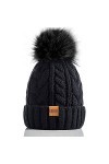 REDESS Bonnet dhiver à Pompon pour Femme avec Doublure en Polaire Chaude, Bonnet de Ski en Tricot de Neige épais et épais