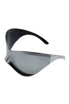 SHYKNYU Lunettes de soleil de sport dété gris argenté lunettes de soleil futuristes surdimensionnées punk lunettes de soleil
