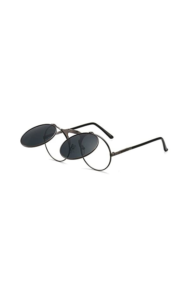 Cikiki Vintage Steampunk Flip Lunettes De Soleil Rétro Ronde Métal Lunettes De Soleil Pour Hommes D1C5 Femmes Et Lunettes De 