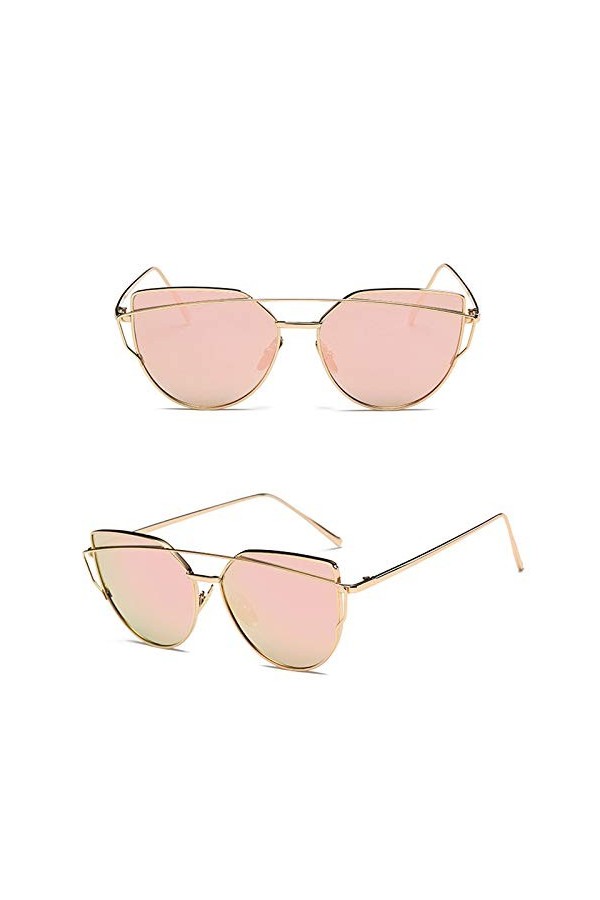 Ruiqas Lunettes de soleil tendance pour femme - Œil de chat - Monture en métal - Lunettes de soleil avec protection UV400