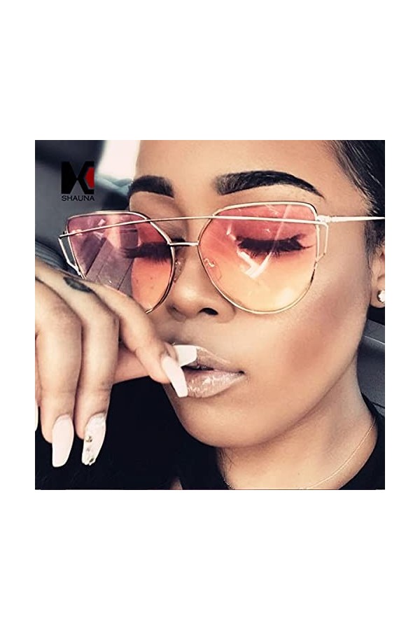 Ruiqas Lunettes de soleil tendance pour femme - Œil de chat - Monture en métal - Lunettes de soleil avec protection UV400