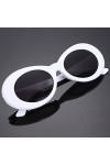 Lodokdre Lunettes de soleil ovales vintage pour femmes rétro lunettes de soleil homme femme homme lunettes UV400 verre blanc 