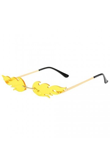 Lunettes de soleil Fire Flame – Lunettes de soleil sans cadre, lunettes de soleil vintage tendance pour Halloween, Noël, homm