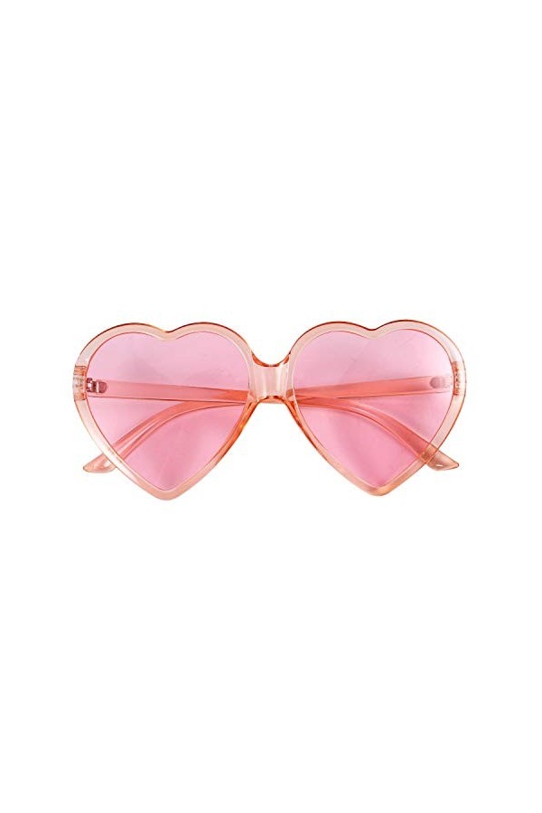 Hbaebdoo Lunettes de soleil rétro surdimensionnées en forme de cœur des années 90 pour femmes et filles rose 