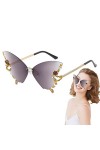 XIAOGUANG Lunettes De Soleil Papillon Diamant Lunettes De Soleil Sans Monture Femme Verres Irréguliers Lunettes De Fête Lunet