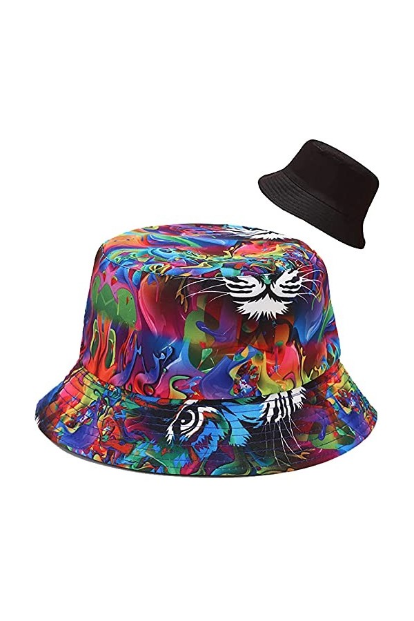 XYIYI Bobs Chapeau Océan Multicolore Réversible Seau Chapeau Pêche Chapeau De Soleil pour Femmes Filles