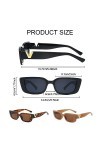 Générique 3 Lunettes De Soleil Rectangulaires,Lunettes de Soleil Femme Polarisées Surdimensionnées,Retro Rectangle Lunettes,V