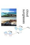 WSRRDRECVHi Lunettes de soleil sans monture unisexe tendance nuages lunettes de soleil femme homme vintage métal gland en for