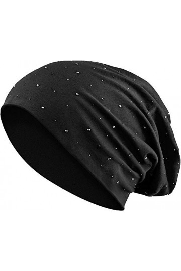 Jersey Coton élastique Long Slouch Beanie Unisexe Hommes Femmes avec Strass Pierres étoile Casquette Heather en 35 Couleurs d