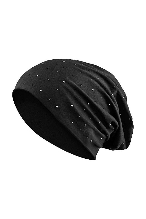 Jersey Coton élastique Long Slouch Beanie Unisexe Hommes Femmes avec Strass Pierres étoile Casquette Heather en 35 Couleurs d