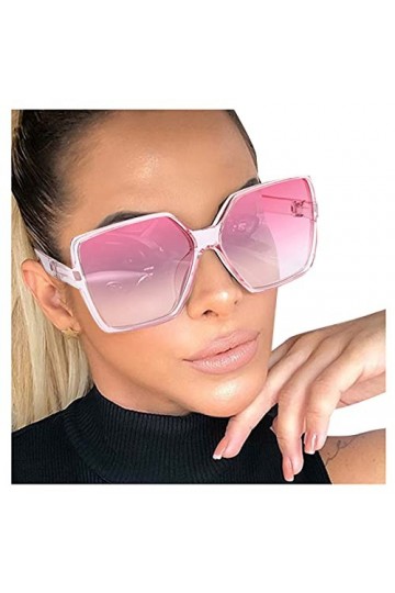 cimen Lunettes de soleil pour femme avec grand cadre, lunettes de soleil tendance, rose, Taille Unique