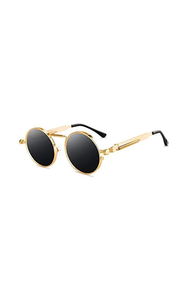 RJSQAQE HARR Lunettes de soleil steampunk pour femmes et hommes Lunettes de soleil en métal ronde monture à vintage Lunette g