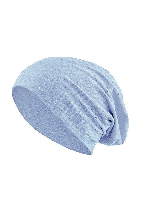 Jersey Coton élastique Long Slouch Beanie Unisexe Hommes Femmes avec Strass Pierres étoile Casquette Heather en 35 Couleurs d