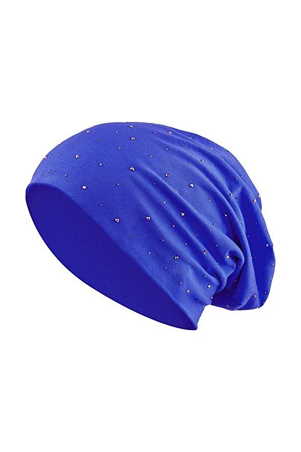 Jersey Coton élastique Long Slouch Beanie Unisexe Hommes Femmes avec Strass Pierres étoile Casquette Heather en 35 Couleurs d