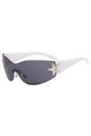 Vuncio Mode Hommes Femmes Star Wrap Around Lunettes de soleil Cyclisme Lunettes de soleil futuristes sans monture Lunettes pa